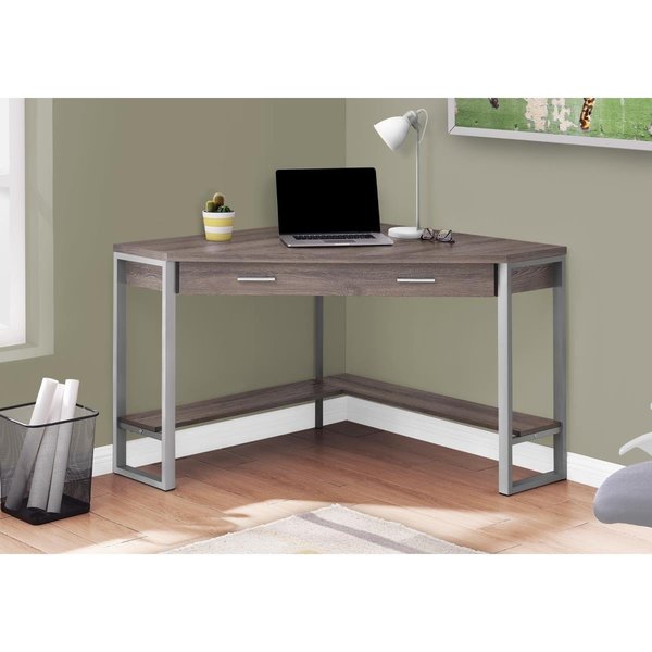 Daphnes Dinnette 42 in. Dark Taupe Corner & Silver Metal Computer Desk DA2618201